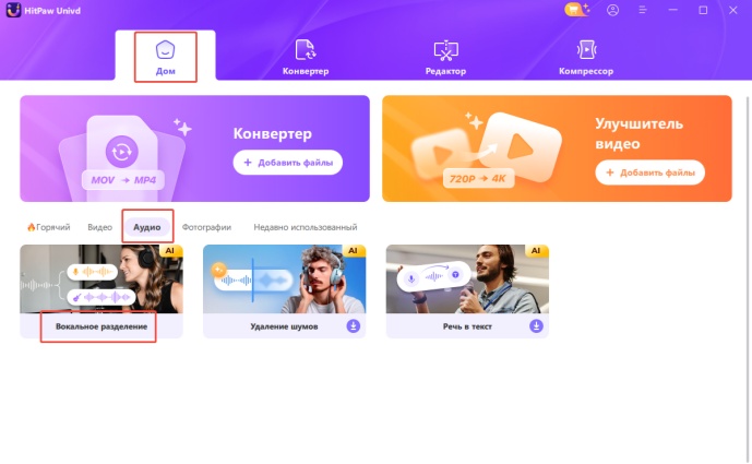 HitPaw unvid-Х минус убрать голос