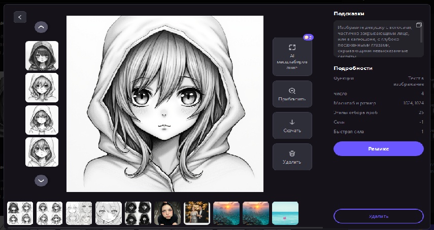 генерировать идеи для рисования аниме-девочек